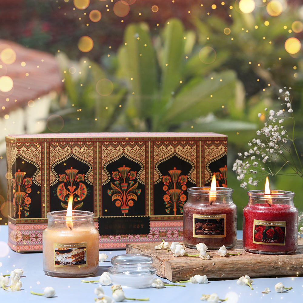 Scented Candles Online Diwali Candle Gift Set of 3 Jar Candles