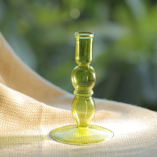 Blume Glass Taper Candle Holder - Green