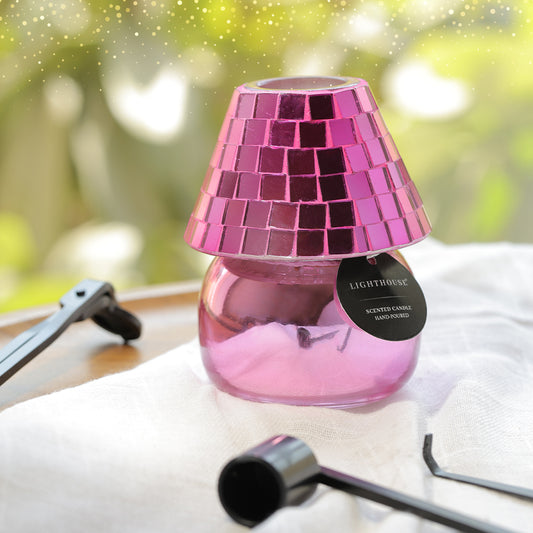 Disco Vibes Lamp Scented Candle -  Mosaic Pink