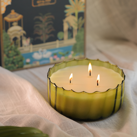 Lush Glass Scented Candle - Jasmine Green Tea Aroma