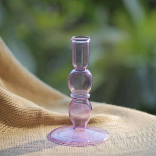 Blume Glass Taper Candle Holder - Purple