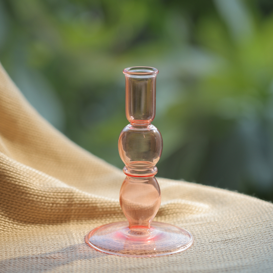 Blume Glass Taper Candle Holder - Pink