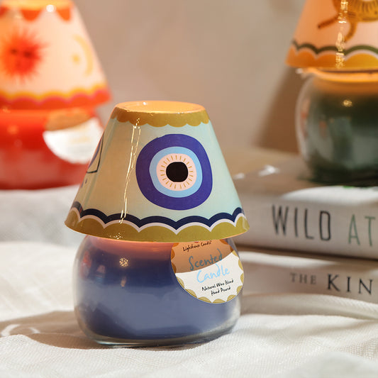 Boho Glass Lamp Scented Candle - Blue Eye