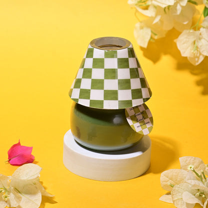 Checkered Charm Lamp Candle - Green Tea Jasmine Aroma