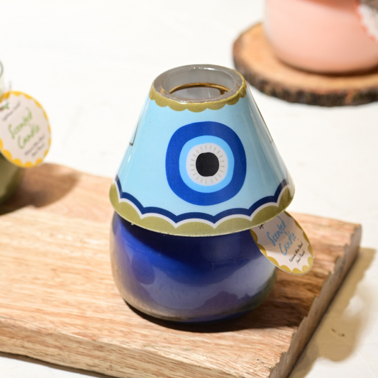 Boho Glass Lamp Scented Candle - Evil Eye