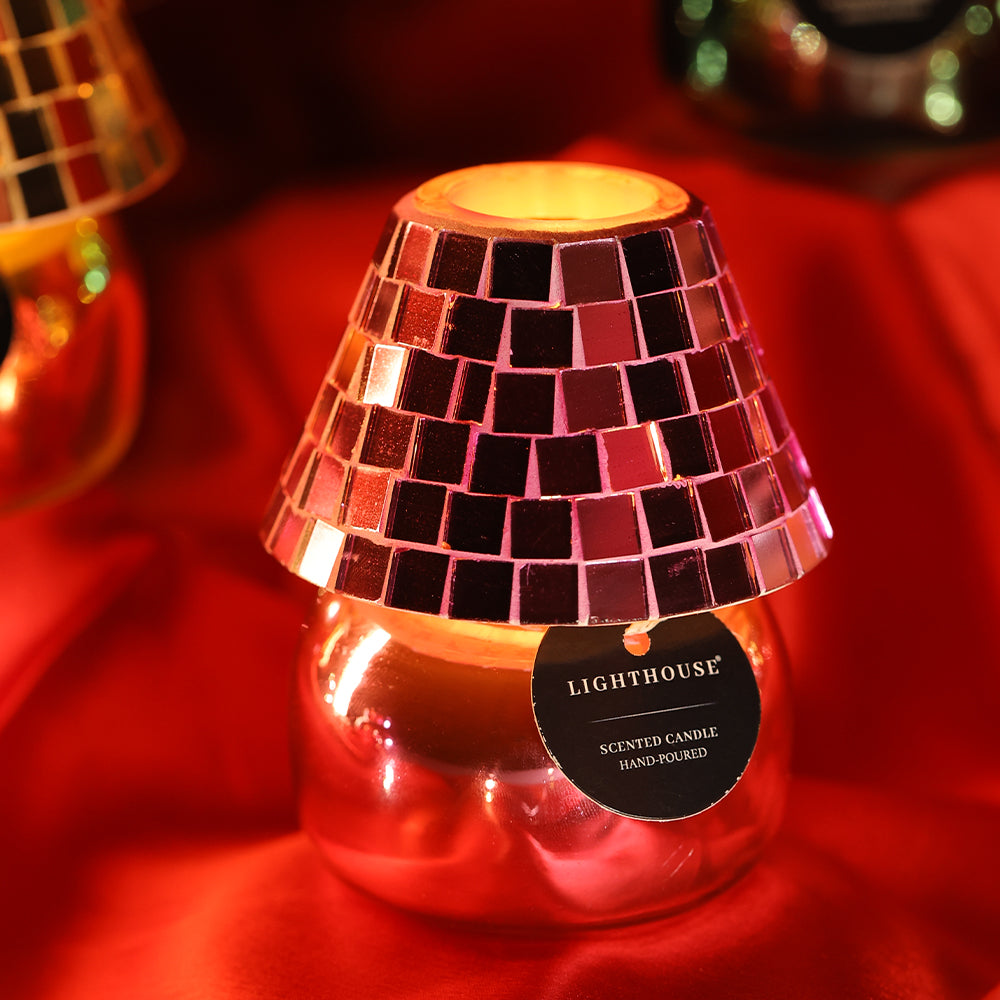 Disco Vibes Lamp Scented Candle -  Mosaic Pink