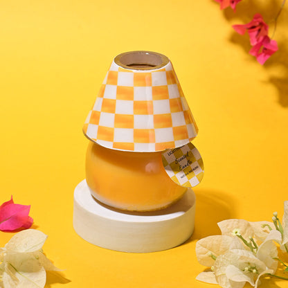 Checkered Charm Lamp Candle - Peach Ginger Aroma