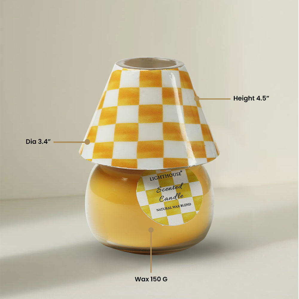 Checkered Charm Lamp Candle - Peach Ginger Aroma