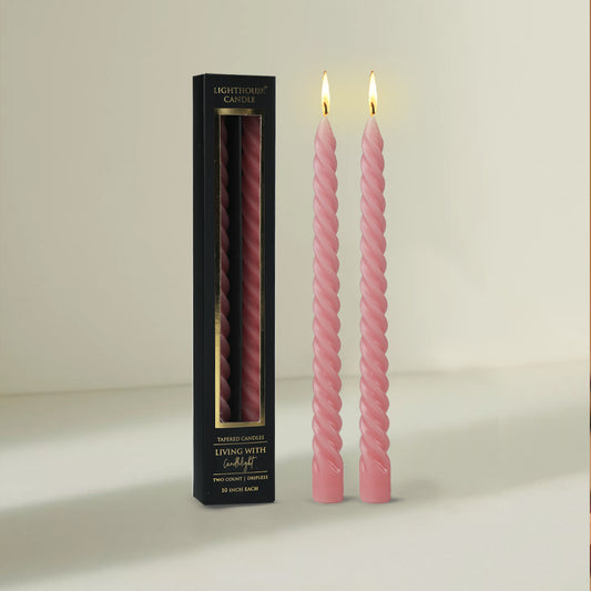 Twist Dinner Candles Dripless Pink - Pack of 2