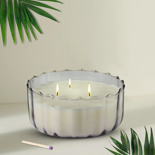Flora Glass Scented Candle - French Lavender Aroma