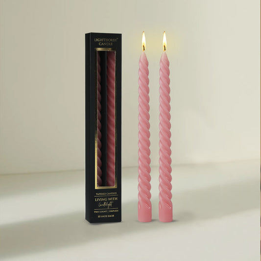 Scented Candle Online India Lighthouse Candle Candles Twist Dinner Candles Dripless Pink - Pack of 2 Candle for Decoration