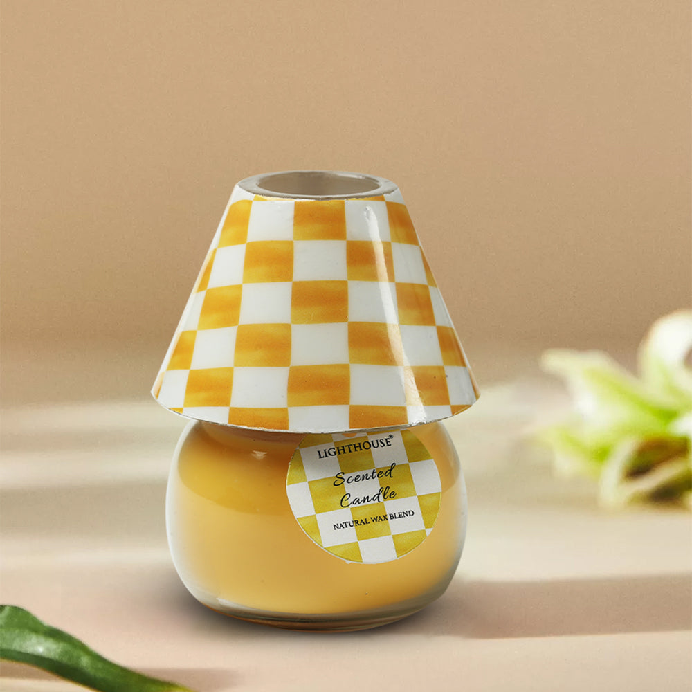 Scented Candle Online India Lighthouse Candle Scented Candle Checkered Charm Lamp Candle - Peach Ginger Aroma Candle for Decoration