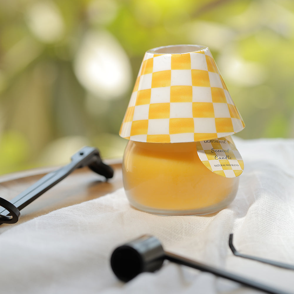 Scented Candle Online India Lighthouse Candle Scented Candle Checkered Charm Lamp Candle - Peach Ginger Aroma Candle for Decoration