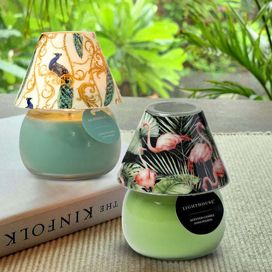 Scented Candle Online India Lighthouse Candle Scented Candle Scented Candle Lamps - Pack of 2 (Royal Peacock & Flamingo Island) Candle for Decoration