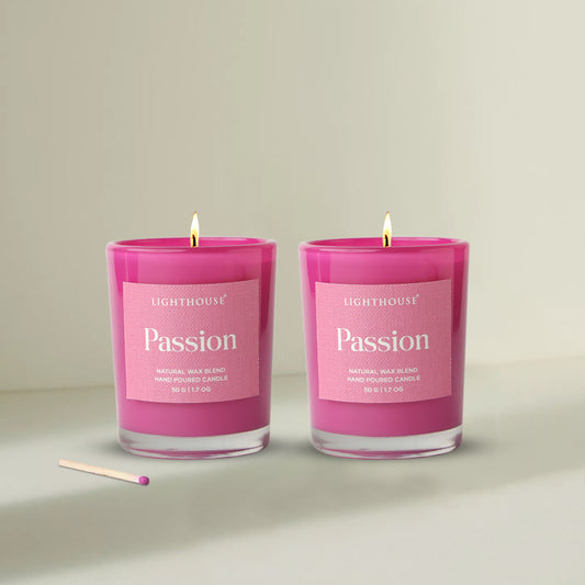 Scented Candle Online India Lighthouse Candle Scented Candle Wellness Scented Glass Candles Pack of 2 - Passion Candle for Decoration