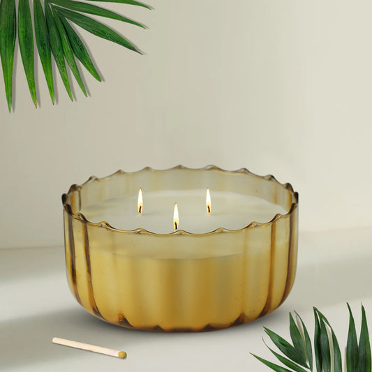 Flora Glass Scented Candle - Vanilla Caramel Aroma